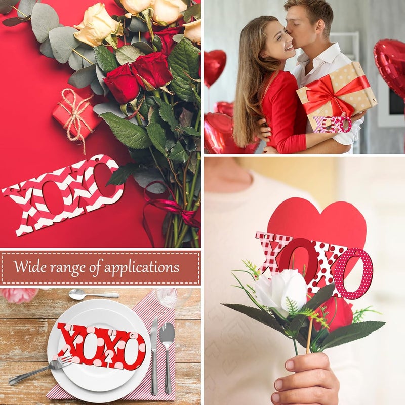 Sophena Wooden XOXO Letter Ornaments to Paint 7 inch, Valentine's Day Wooden DIY Blank Unfinished Round Wood Discs Ornament for Crafts Hanging Decorations(10PCS) - Image 2